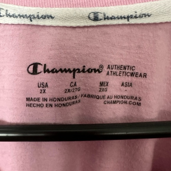 Champion Womens Pink Cropped Cotton Tee Pullover Top Athletic 2XL - Picture 3 of 4